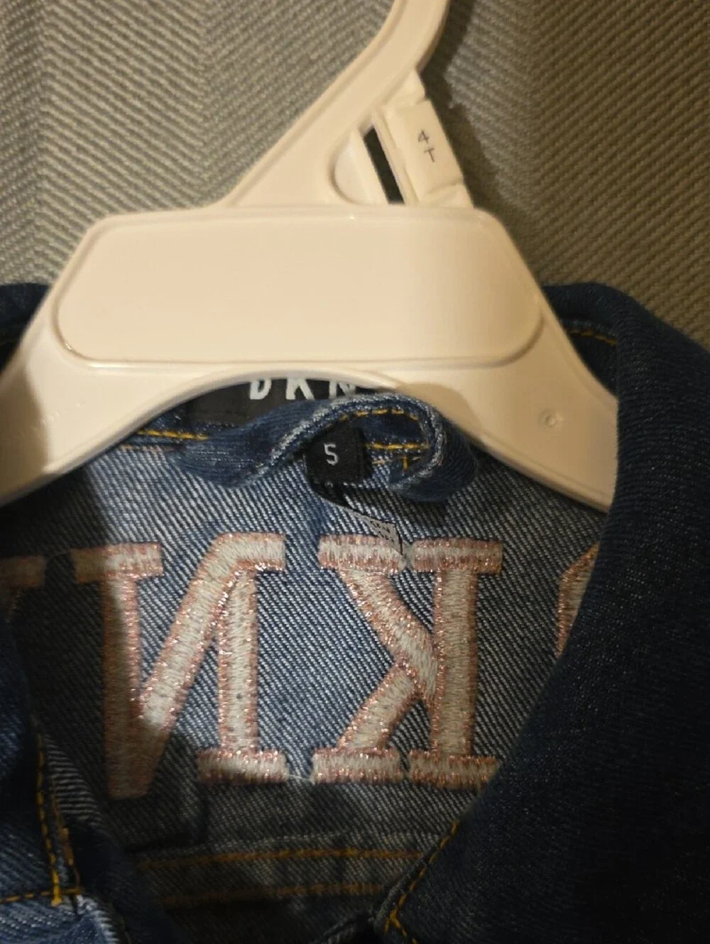 DKNY Girls Dark Blue Denim Jacket with Pink Logo